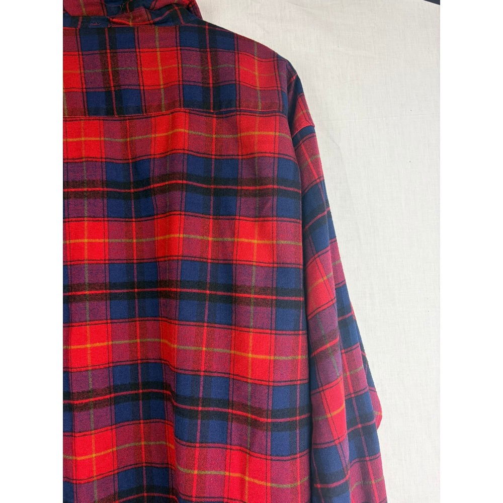 Himalaya Mens 2X Big Plaid Flannel Shirt Red Navy Long Sleeve Acrylic Button - Picture 4 of 7